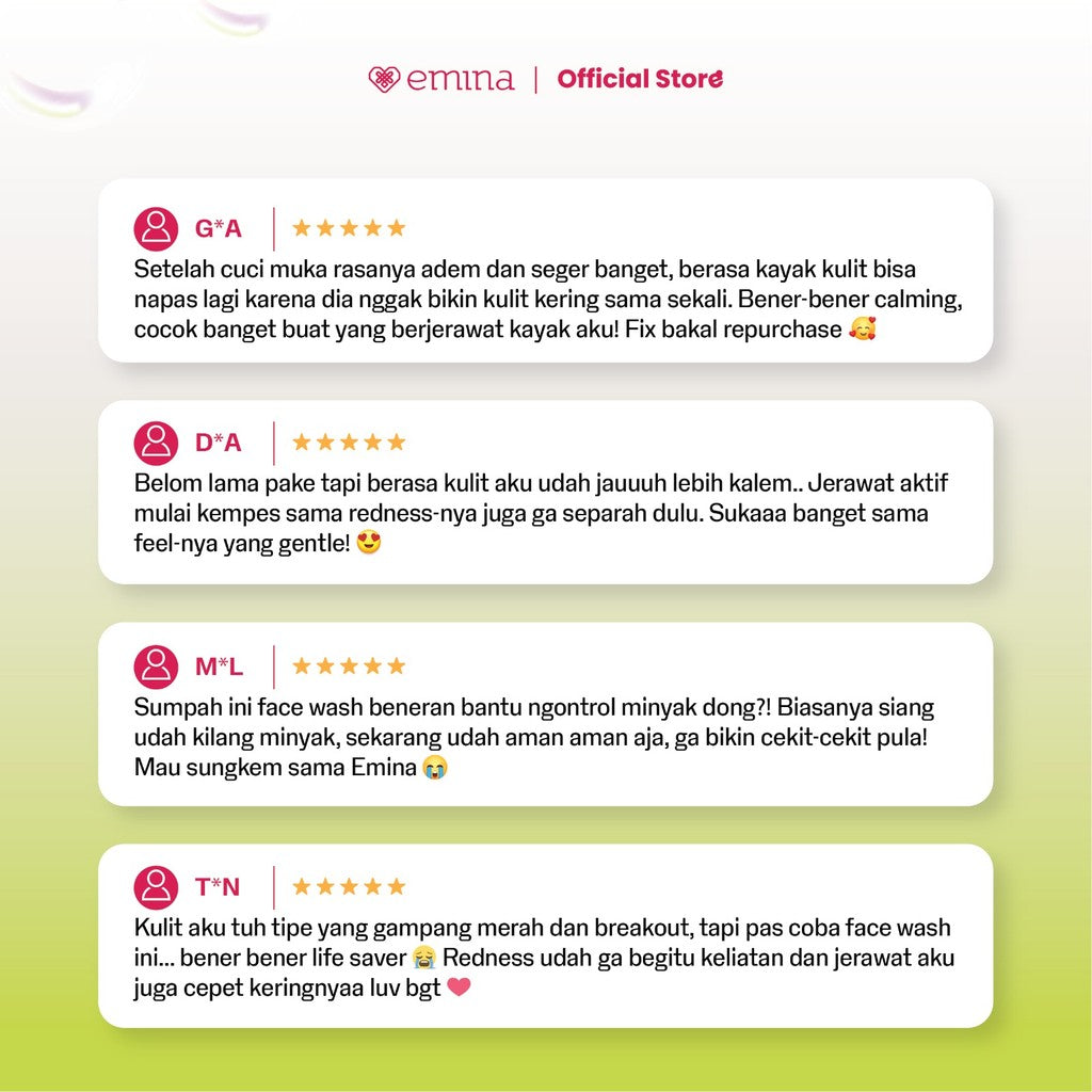 [SPECIAL 11.11] NEW! Emina Prebiotic Tranexamic Acid Brightening Face Wash for Acne Prone Skin 50ml 100ml - Sabun Muka kulit berjerawat dan sensitif, Perbaiki Skin Barrier, Mengontrol Minyak, Lembab Tanpa Ketarik, Cocok untuk semua jenis kulit