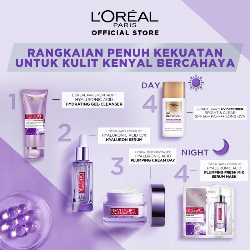 L'Oreal Paris Revitalift Hyaluronic Acid Hydrating Gel Cleanser Skin Care - 100ml 100ml Kulit kering, Garis halus, Kerutan wajah, skin barrier   Anti aging skincare