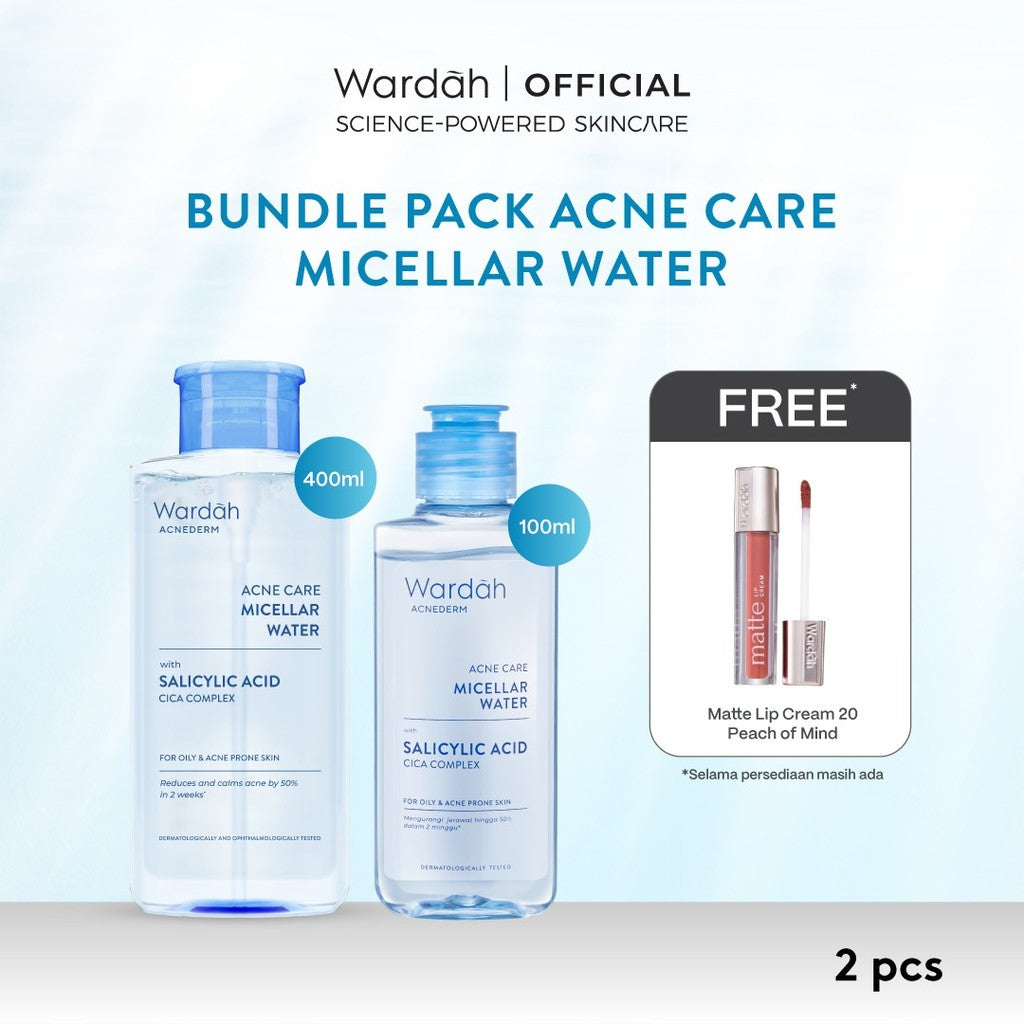 [TWINPACK] WARDAH Micellar Water 100 ml + Micellar Water 400 ml - Pembersih Wajah Tanpa Bilas - Skincare