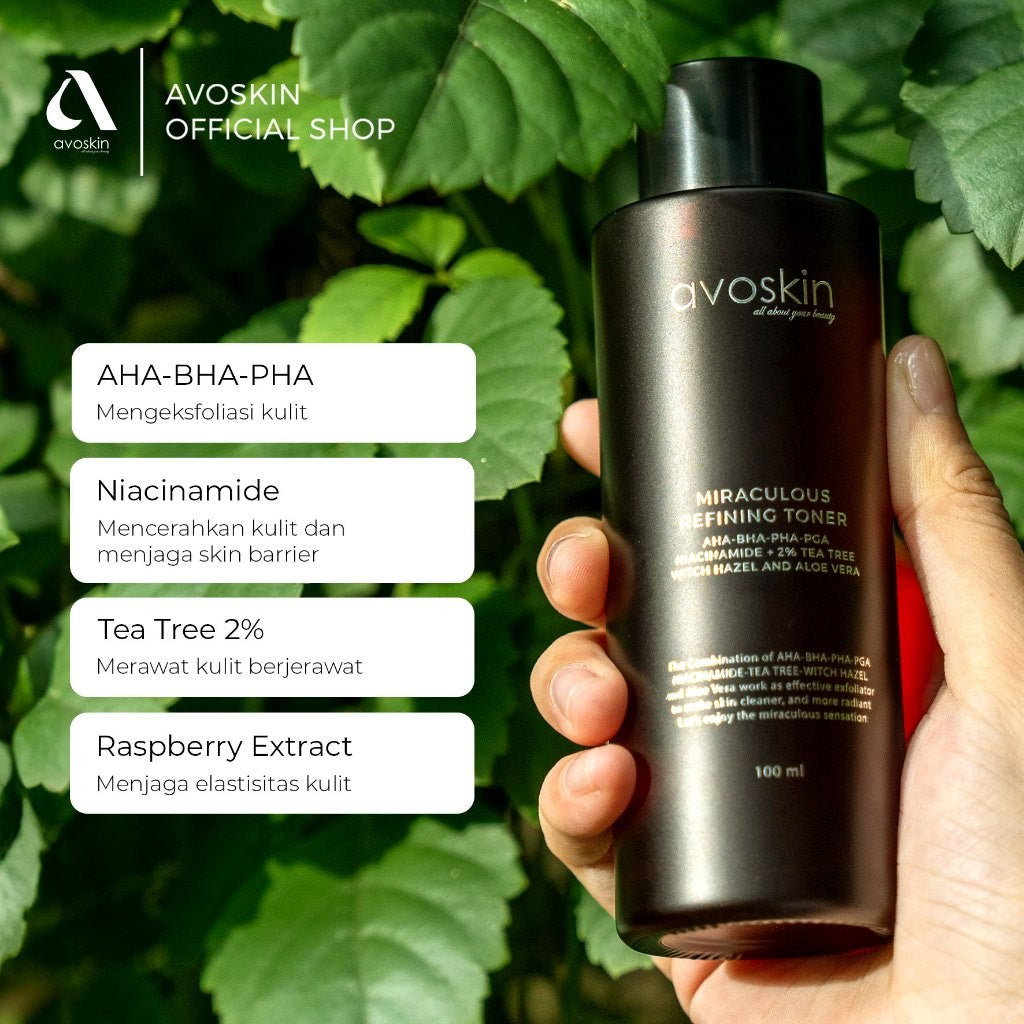 Paket Skincare Bright Routine (2 pcs) - Toner Refining 100ml + Serum Vitamin C
