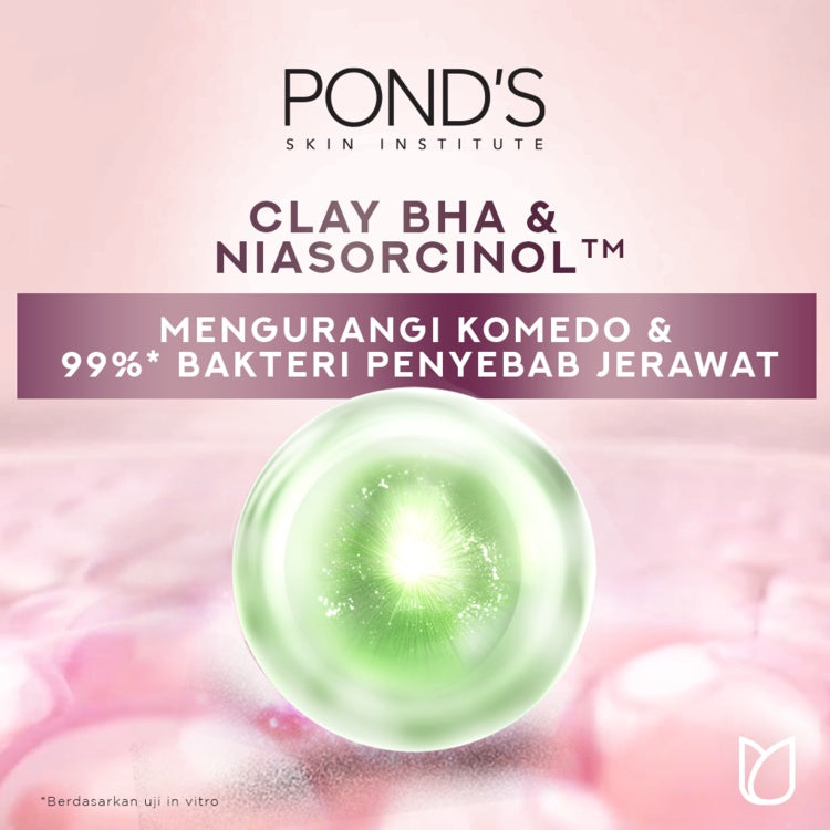 Pond's Bright Miracle Ultimate Pore Clear Facial Scrub 100G - Sabun cuci muka yang membersihkan 99% bakteri penyebab jerawat x2