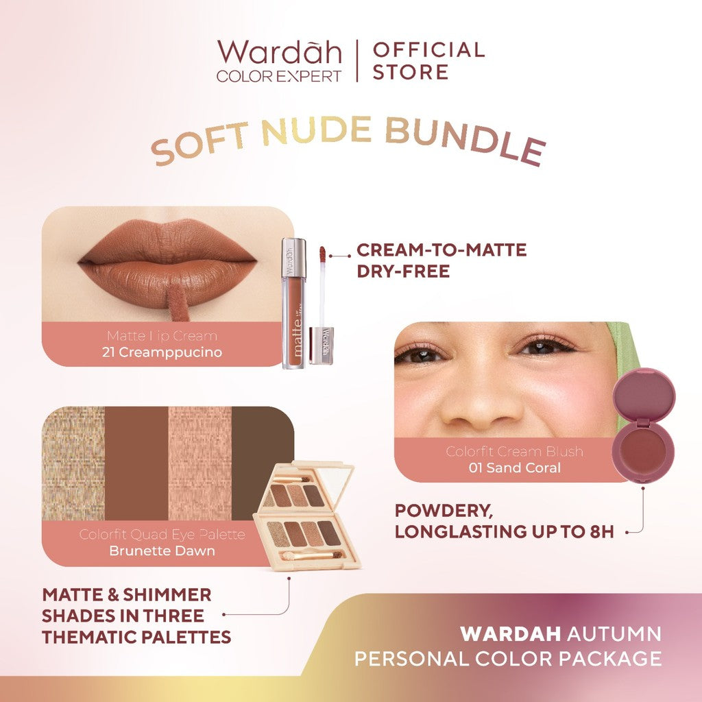 [BUNDLE] WARDAH Paket Autumn Seasonal Colorfit Lip Paint 4.2 g + Exclusive Blush 3 g + Exclusive Eye Shadow 10 g - Makeup