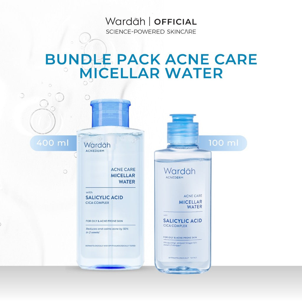 [TWINPACK] WARDAH Micellar Water 100 ml + Micellar Water 400 ml - Pembersih Wajah Tanpa Bilas - Skincare