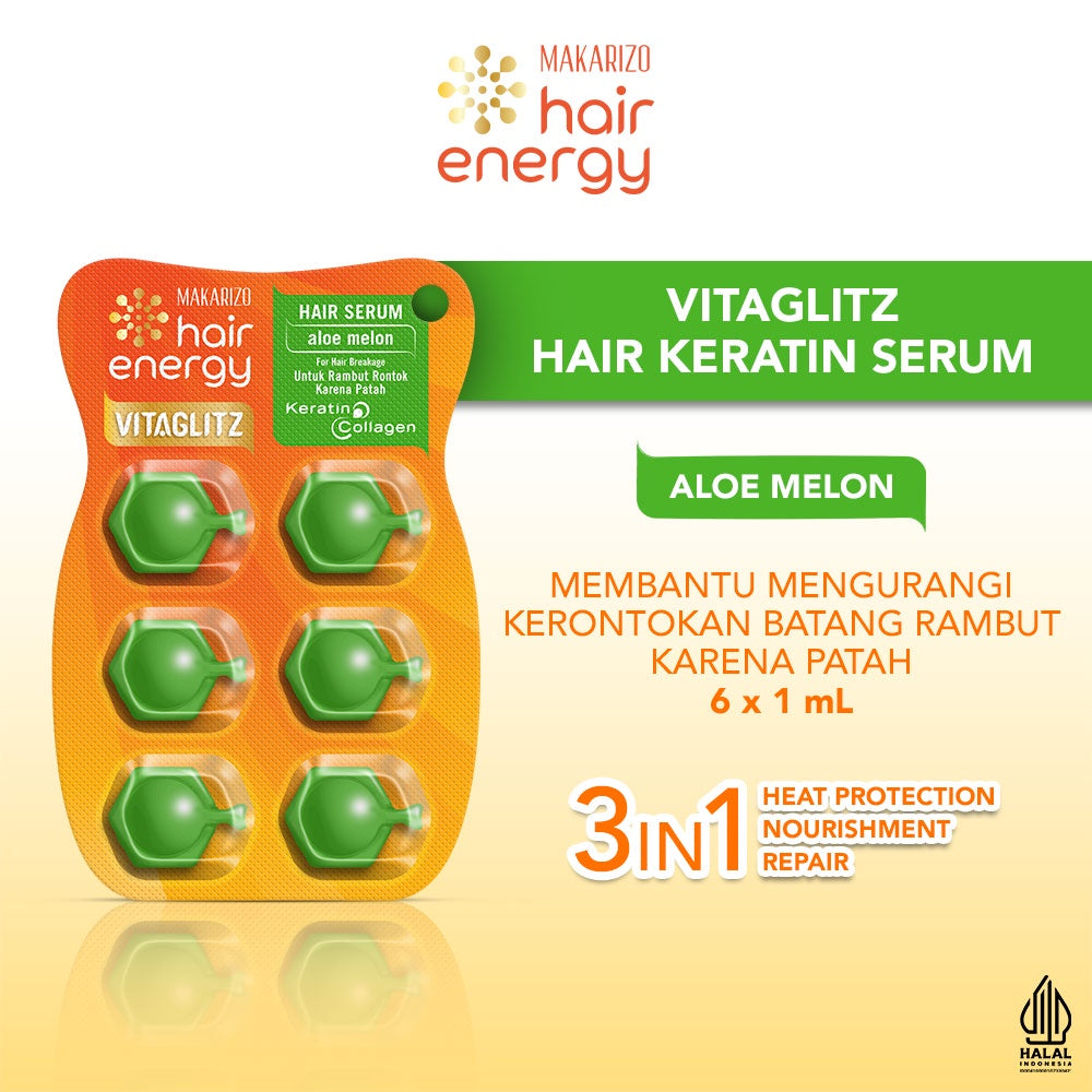 Makarizo Hair Energy VITAGLITZ Hair Keratin Serum ALOE MELON 6 x 1 mL