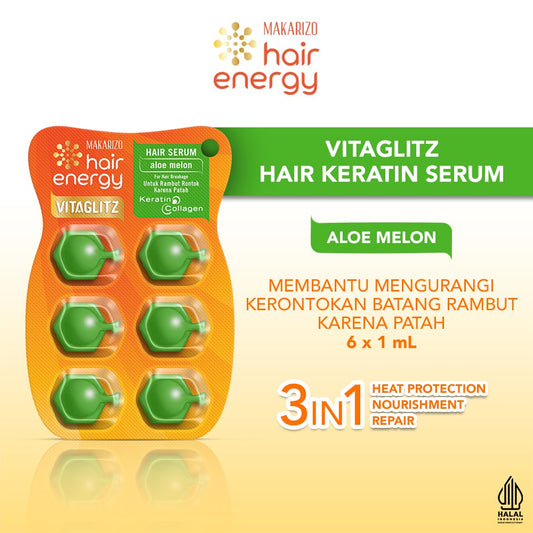 Makarizo Hair Energy VITAGLITZ Hair Keratin Serum ALOE MELON 6 x 1 mL