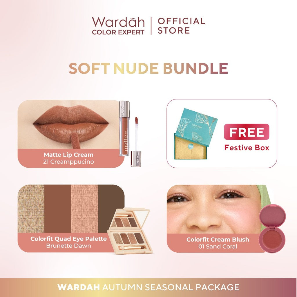 [BUNDLE] WARDAH Paket Autumn Seasonal Colorfit Lip Paint 4.2 g + Exclusive Blush 3 g + Exclusive Eye Shadow 10 g - Makeup
