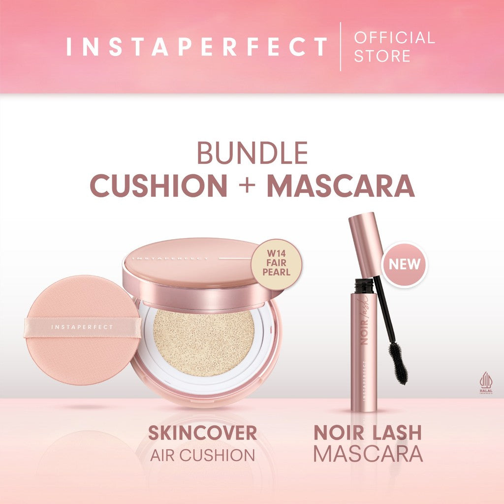 Bundle Instaperfect Skincover Air Cushion + Noir Lash Mascara (Mascara Bulu Mata Smudgeproof)- Bundle Make Up Tahan Lama Badai on Point