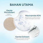 WARDAH Lightening Gentle Exfoliator 50 ml - Pembersih Wajah dengan Scrub dan Advanced Niacinamide Gentle Microfoliant yang Lembut, Membersihkan Pori, Mengangkat Sebum Sel Kulit Mati, Cerah Glowing dan Halus - Kulit Normal Cenderung Berminyak - Skincare