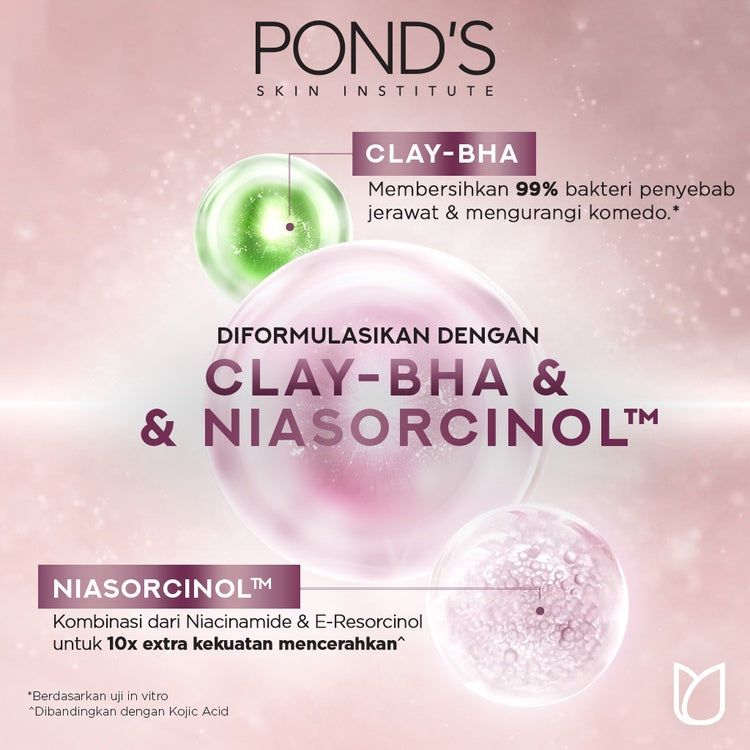 Pond's Bright Miracle Ultimate Pore Clear Facial Scrub 100G - Sabun cuci muka yang membersihkan 99% bakteri penyebab jerawat x2