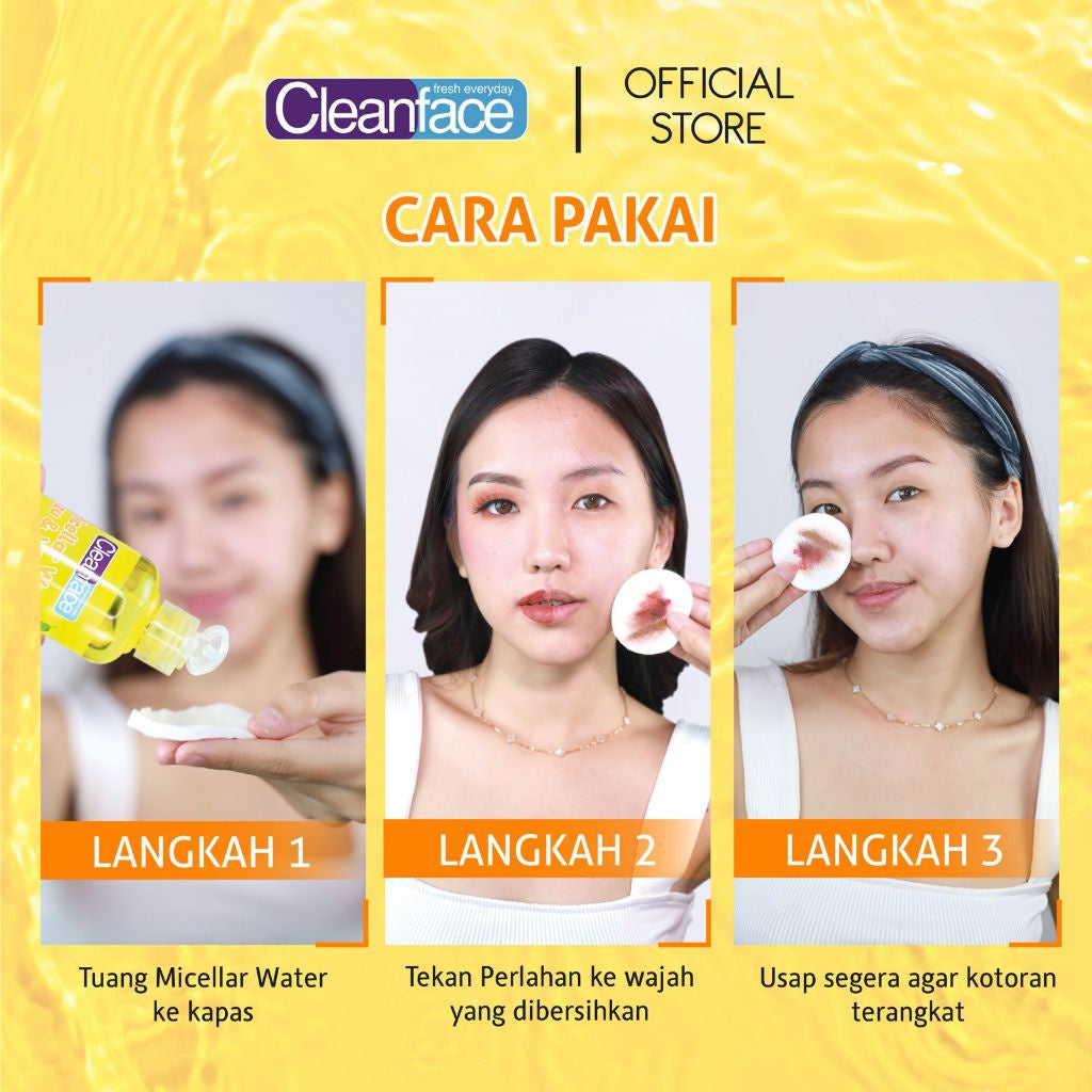 Cleanface Micellar Water Yuzu & Vitamin C 250 ml / Pembersih Wajah / Pembersih Makeup Waterproof