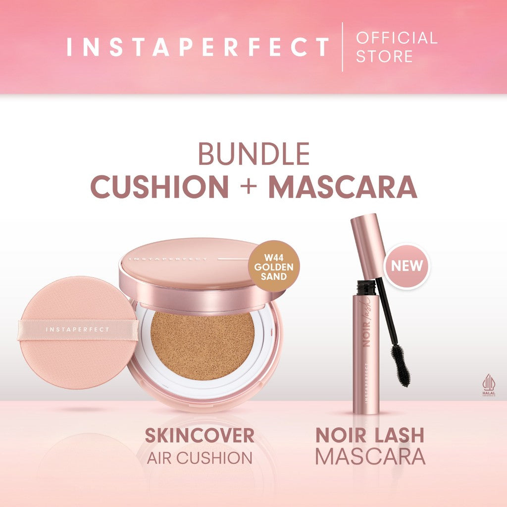Bundle Instaperfect Skincover Air Cushion + Noir Lash Mascara (Mascara Bulu Mata Smudgeproof)- Bundle Make Up Tahan Lama Badai on Point