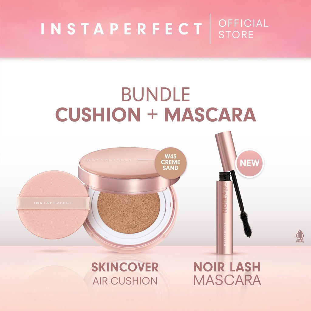 Bundle Instaperfect Skincover Air Cushion + Noir Lash Mascara (Mascara Bulu Mata Smudgeproof)- Bundle Make Up Tahan Lama Badai on Point
