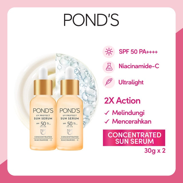 POND'S UV PROTECT SUN SERUM BOTTLE SPF50+ PA++++ UVA UVB LIGHTWEIGHT SUNSCREEN WITH NIACINAMID-C 30G Twinpack