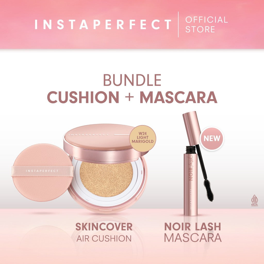 Bundle Instaperfect Skincover Air Cushion + Noir Lash Mascara (Mascara Bulu Mata Smudgeproof)- Bundle Make Up Tahan Lama Badai on Point