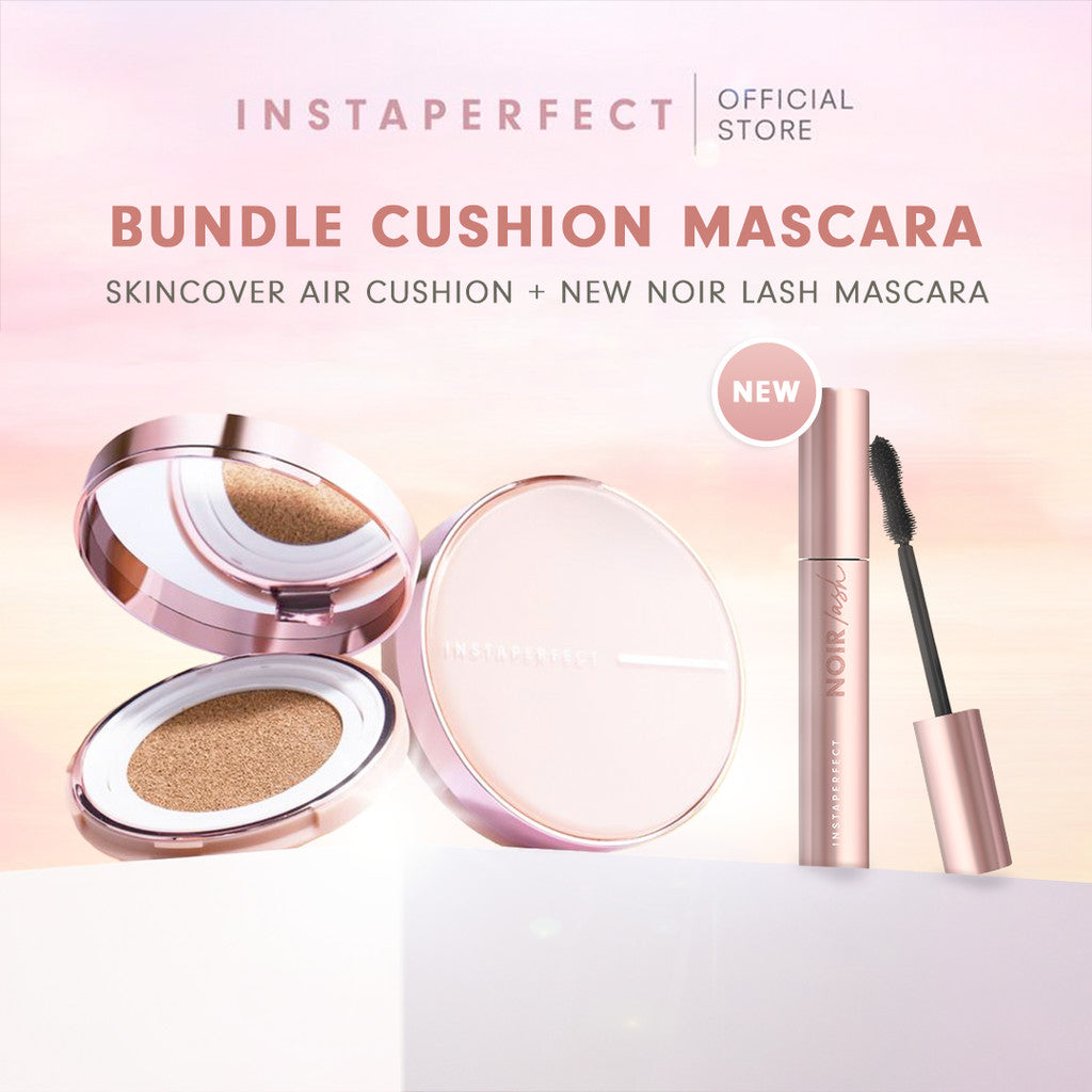 Bundle Instaperfect Skincover Air Cushion + Noir Lash Mascara (Mascara Bulu Mata Smudgeproof)- Bundle Make Up Tahan Lama Badai on Point