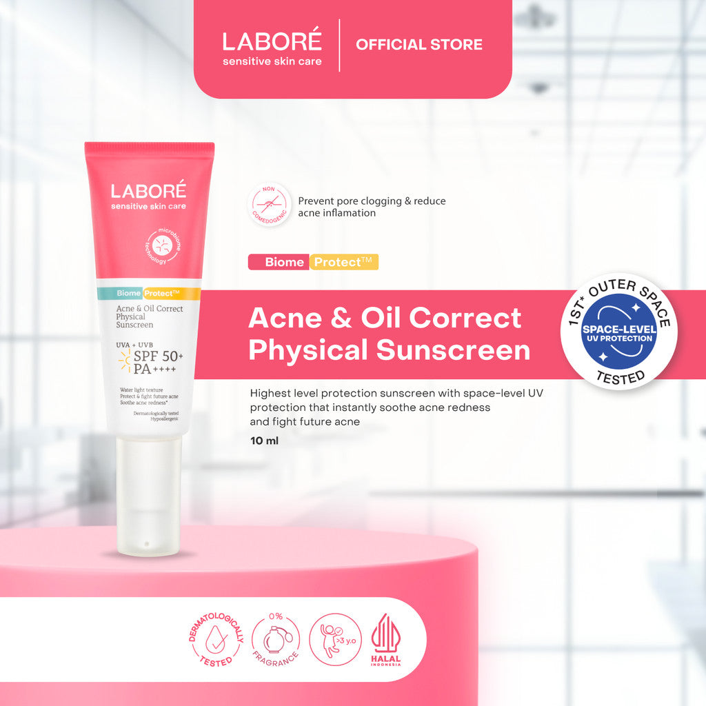 Labore Acne Oil Correct Physical Sunscreen SPF50 PA 40ml-10ml - Acne-Sunscreen Pertama Perlindungan Terkuat dari Sinar UVA UVB