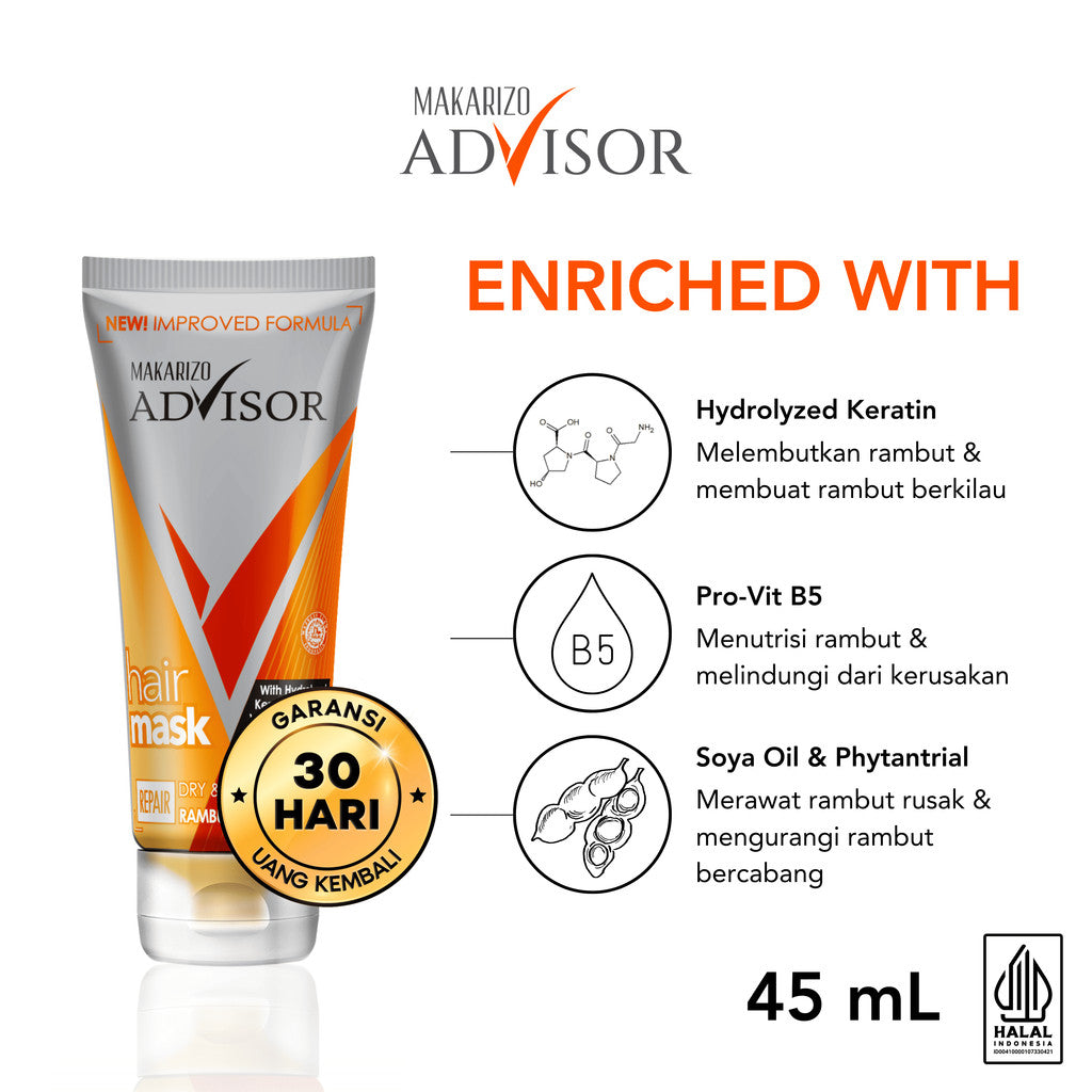 PAKET EXPERT RAMBUT RONTOK & PATAH - Makarizo Advisor Hair & Scalp Tonic + Hair Repair Mask