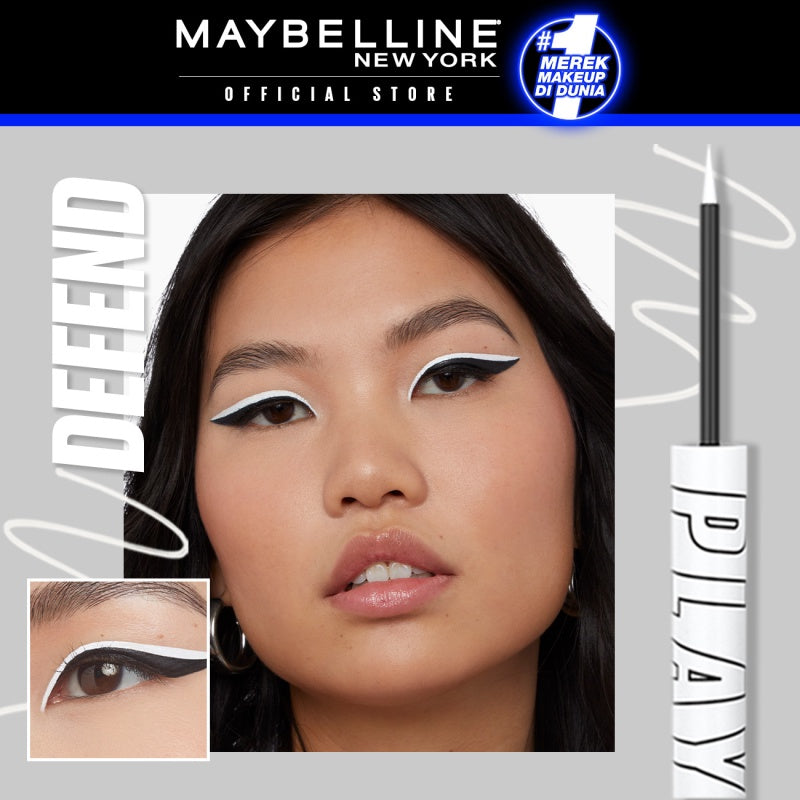 MAYBELLINE OFFICIAL Tattoo Liner Play 48H Liquid Color Eyeliner 4 Warna Waterproof Makeup Tahan Lama Eyeliner Putih High Impact Gampang Pigmented Black