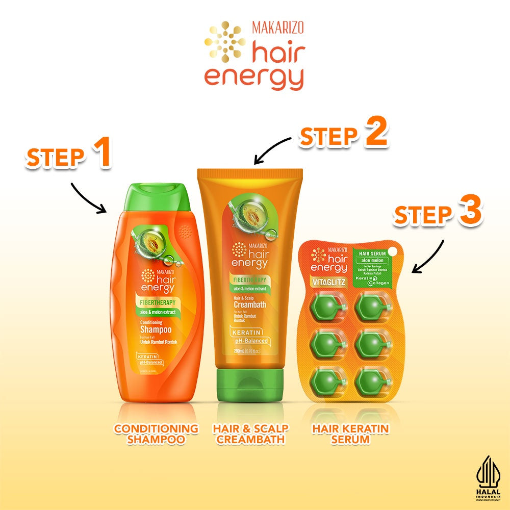 Paket KERATIN Makarizo Hair Energy Rawat Rambut Rontok - Varian ALOE MELON