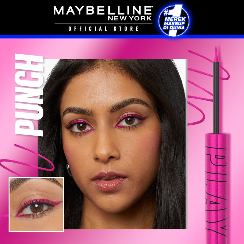 MAYBELLINE OFFICIAL Tattoo Liner Play 48H Liquid Color Eyeliner 4 Warna Waterproof Makeup Tahan Lama Eyeliner Putih High Impact Gampang Pigmented Black