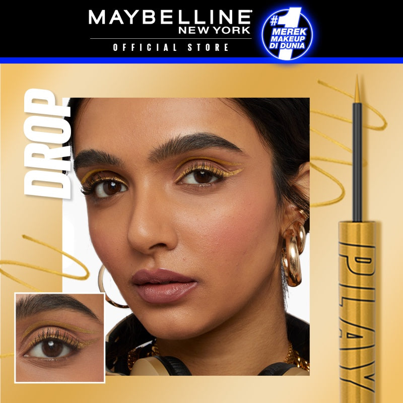 MAYBELLINE OFFICIAL Tattoo Liner Play 48H Liquid Color Eyeliner 4 Warna Waterproof Makeup Tahan Lama Eyeliner Putih High Impact Gampang Pigmented Black