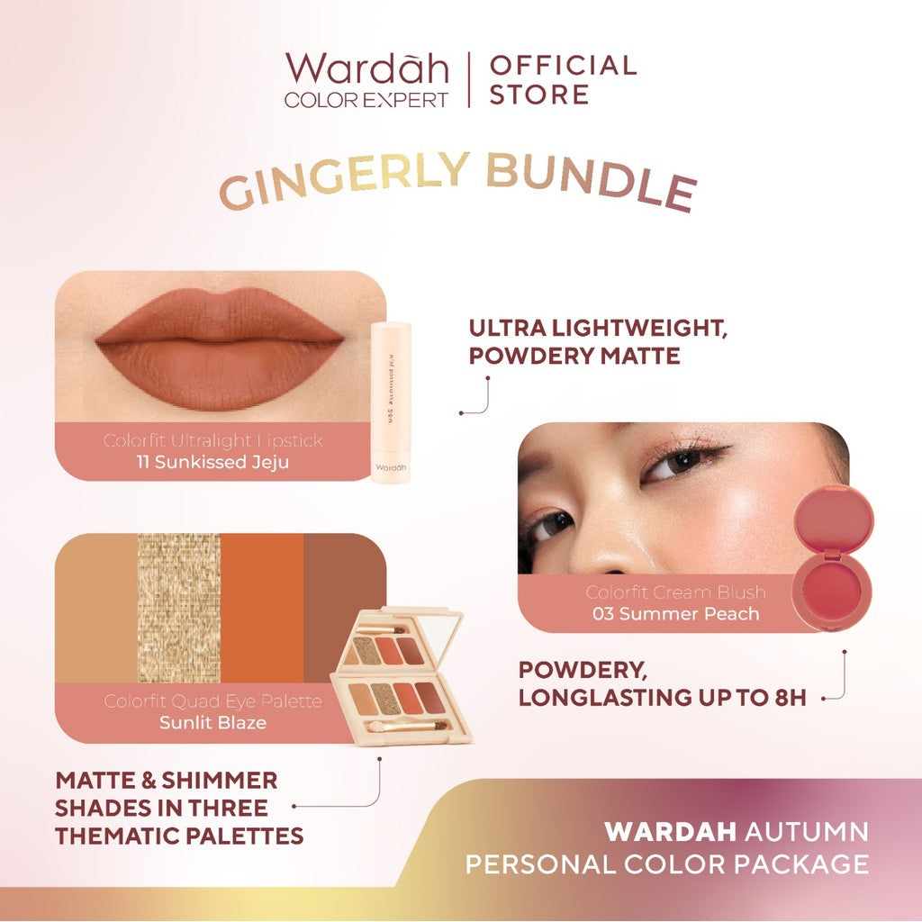 [BUNDLE] WARDAH Paket Autumn Seasonal Colorfit Lip Paint 4.2 g + Exclusive Blush 3 g + Exclusive Eye Shadow 10 g - Makeup
