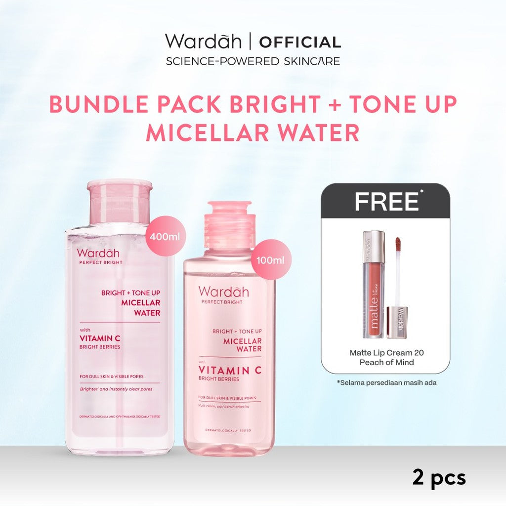 [TWINPACK] WARDAH Micellar Water 100 ml + Micellar Water 400 ml - Pembersih Wajah Tanpa Bilas - Skincare