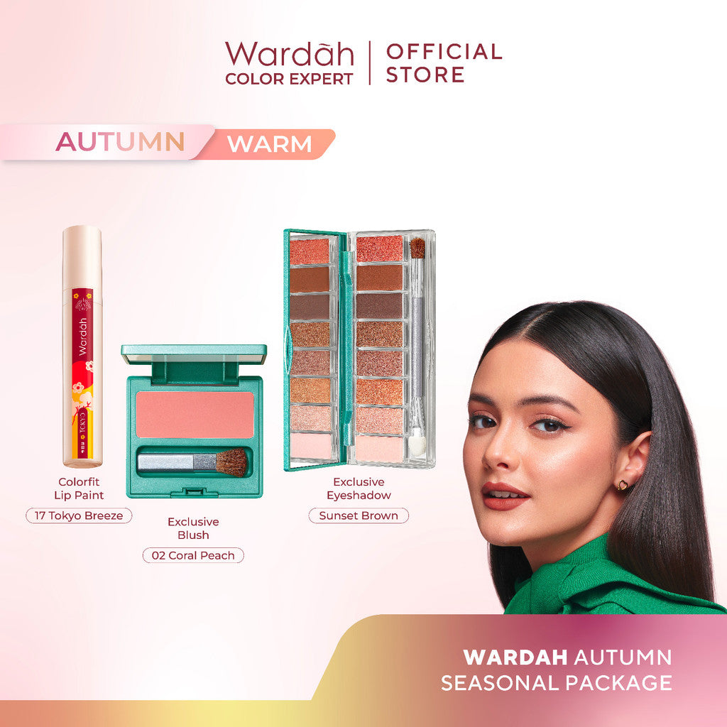 [BUNDLE] WARDAH Paket Autumn Seasonal Colorfit Lip Paint 4.2 g + Exclusive Blush 3 g + Exclusive Eye Shadow 10 g - Makeup