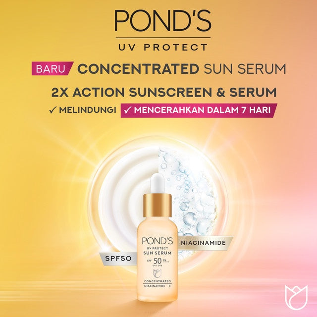 POND'S UV PROTECT SUN SERUM BOTTLE SPF50+ PA++++ UVA UVB LIGHTWEIGHT SUNSCREEN WITH NIACINAMID-C 30G Twinpack