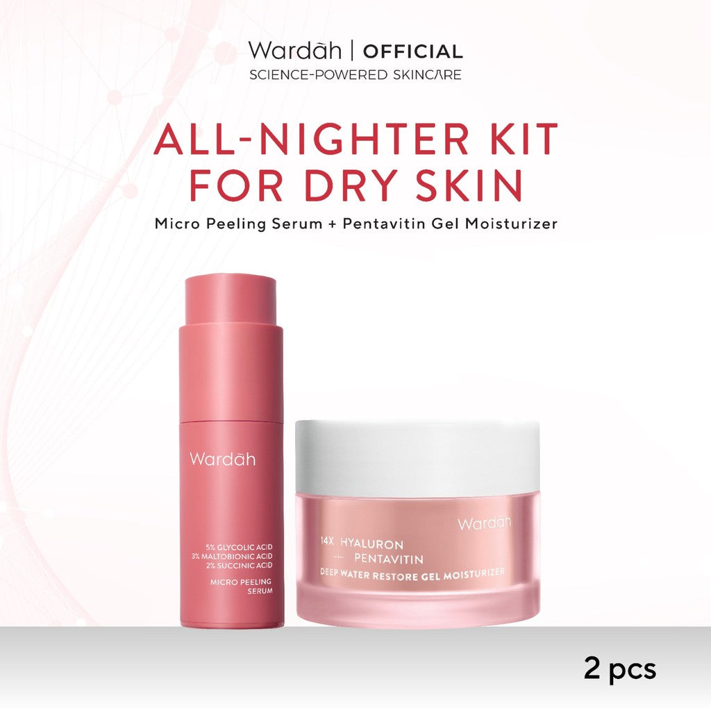 Wardah Exfo Peeling Serum 5% Glycolic Acid 3% Maltobionic Acid 2% Succinic Acid Micro - Serum Exfoliasi Wajah, Serum Membantu Mencerahkan dan Menghaluskan Wajah - Skincare