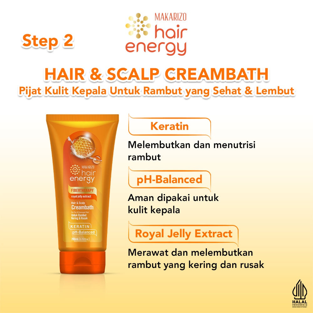 Paket KERATIN Makarizo Hair Energy Rawat Rambut Kering & Rusak - Varian ROYAL JELLY