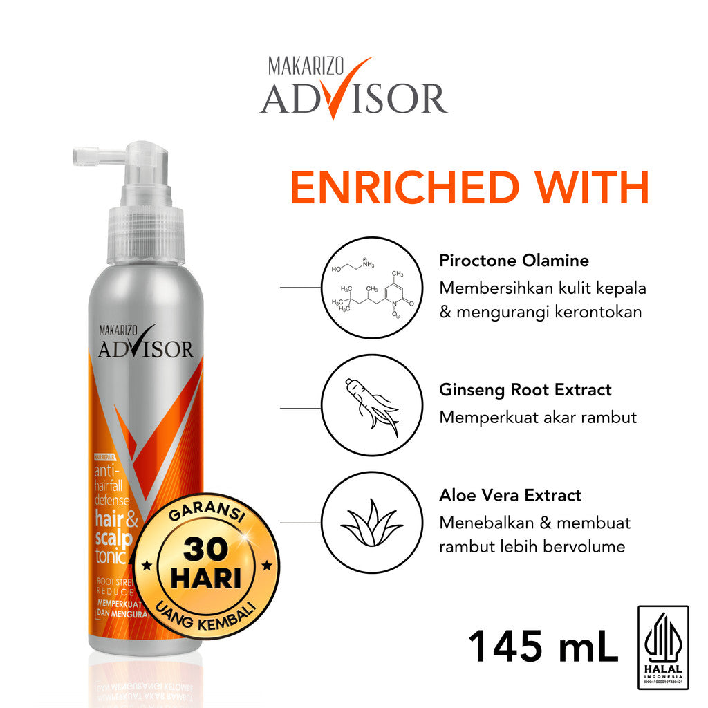 PAKET EXPERT RAMBUT RONTOK & PATAH - Makarizo Advisor Hair & Scalp Tonic + Hair Repair Mask