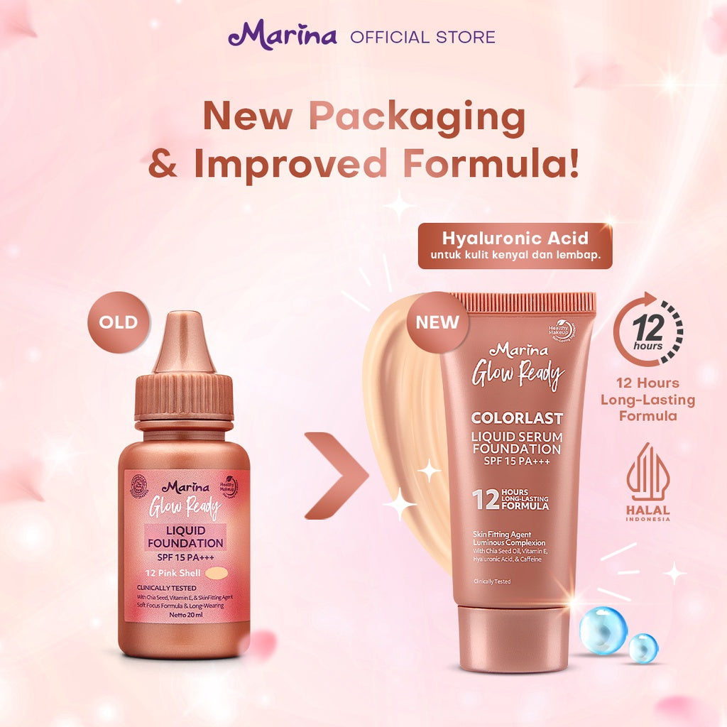 Marina Glow Ready Liquid Serum Foundation - Exp Date : 02.2026