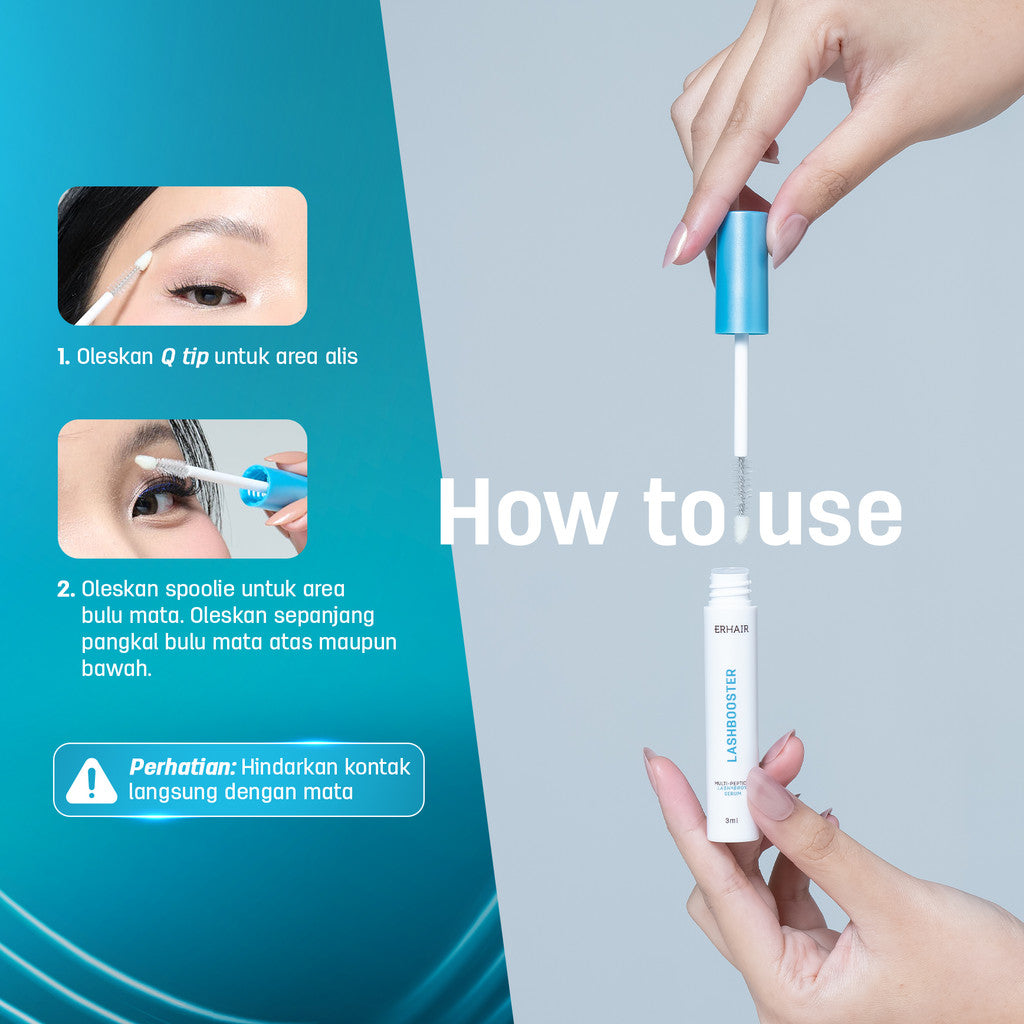 ERHAIR Lashbooster Multi-Peptide Lash & Brow Serum (3ml) - Serum Alis & Bulu Mata Rekomendasi Dermatologis 12% Peptide Complex | Hypoallergenic formula | Mengurangi rontok