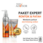 PAKET EXPERT RAMBUT RONTOK & PATAH - Makarizo Advisor Hair & Scalp Tonic + Hair Repair Mask
