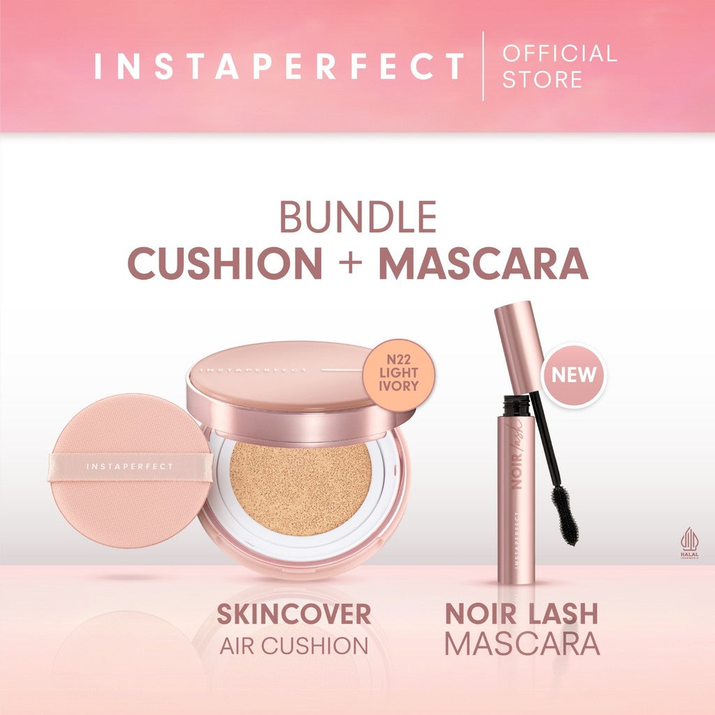 Bundle Instaperfect Skincover Air Cushion + Noir Lash Mascara (Mascara Bulu Mata Smudgeproof)- Bundle Make Up Tahan Lama Badai on Point