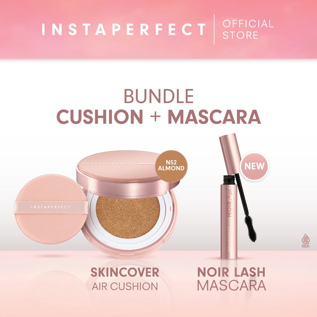 Bundle Instaperfect Skincover Air Cushion + Noir Lash Mascara (Mascara Bulu Mata Smudgeproof)- Bundle Make Up Tahan Lama Badai on Point