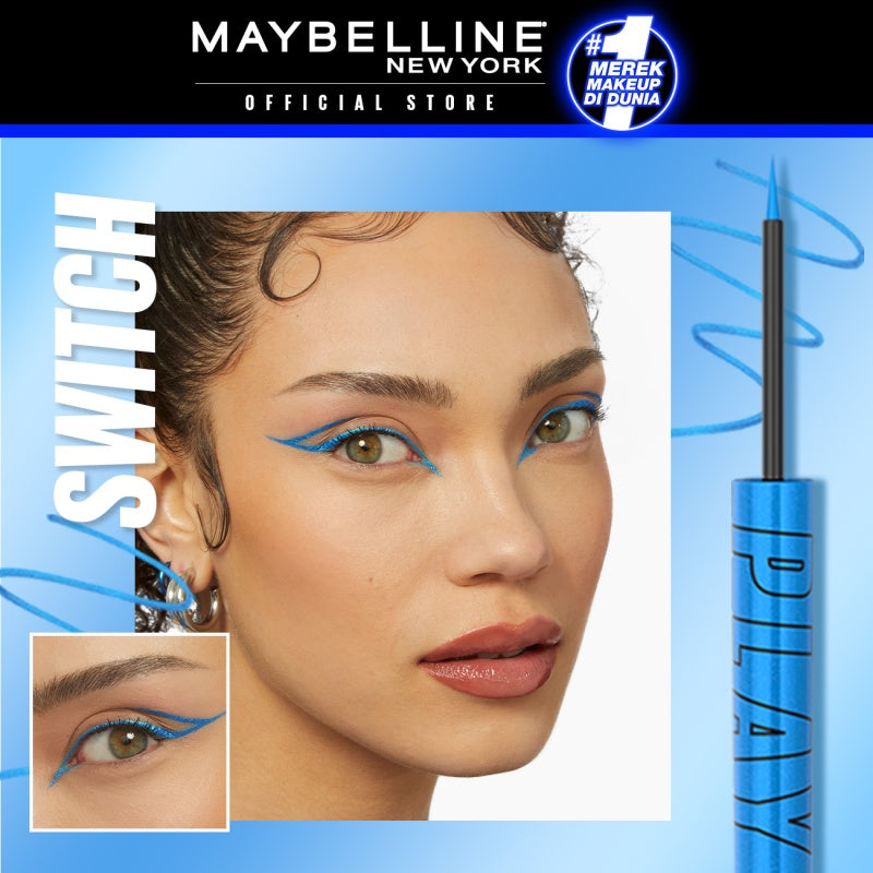 MAYBELLINE OFFICIAL Tattoo Liner Play 48H Liquid Color Eyeliner 4 Warna Waterproof Makeup Tahan Lama Eyeliner Putih High Impact Gampang Pigmented Black