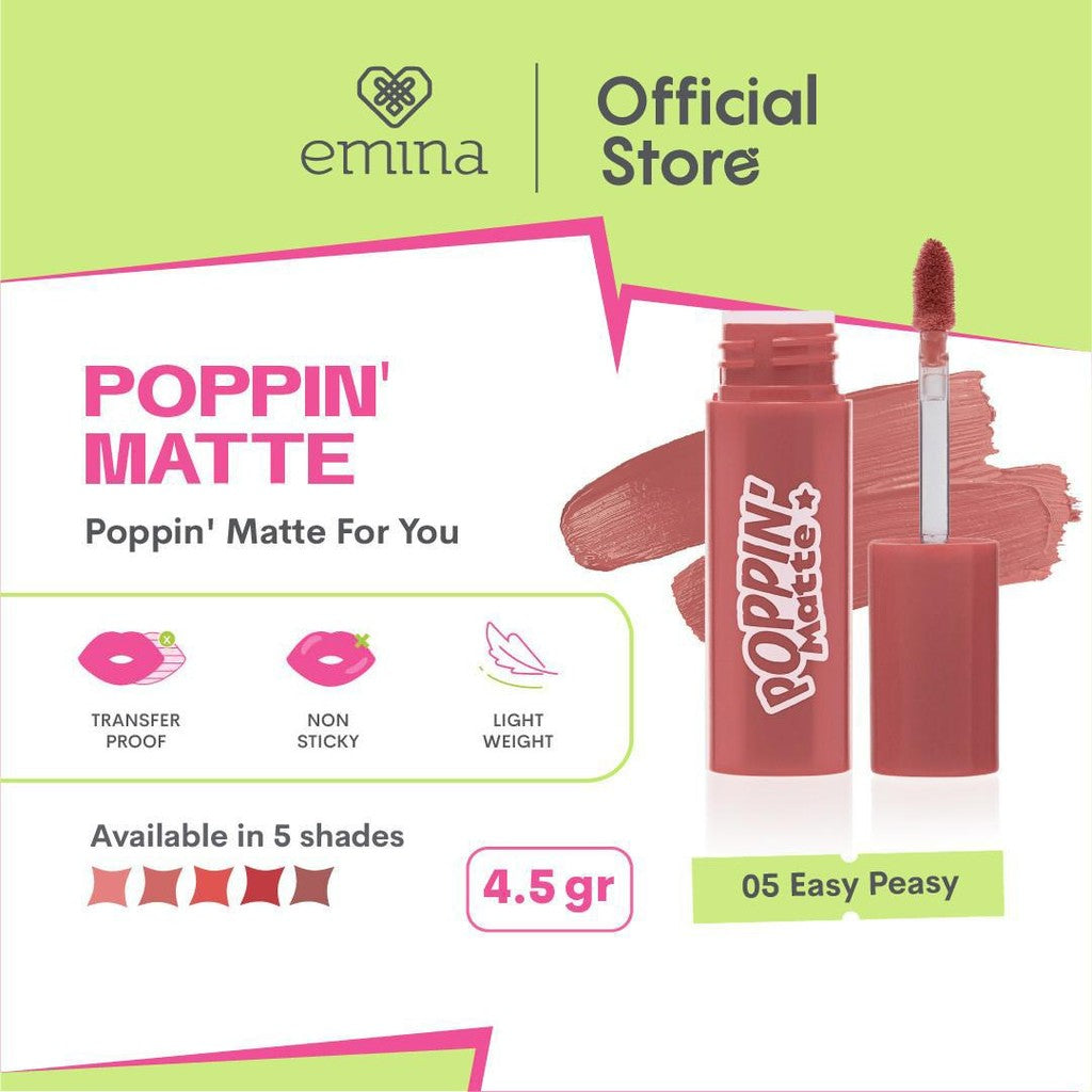 [TOP CREATOR'S PICK] Emina Poppin’ Matte 4.5 g - Lip Cream Matte Ringan, Long-lasting, Tidak Lengket