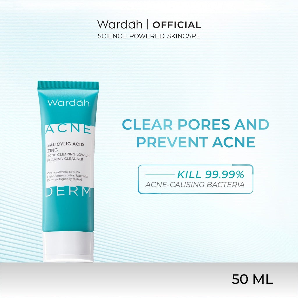 WARDAH Acnederm Salicylic Acid Zinc Acne Clearing Low pH Foaming Cleanser - Skincare