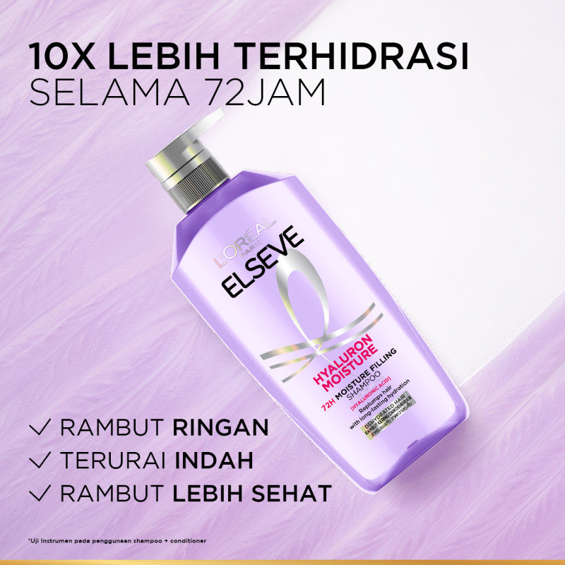 BARU! L’Oreal Paris Elseve Hyaluron Moisture Shampoo 400ml (Perawatan Untuk Rambut Kering Dengan Hyaluronic Acid 72 Jam Mengunci Hidrasi Rambut)