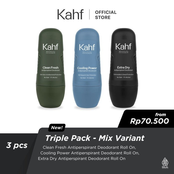 [Creator's Pick] Triple Pack Kahf Deodorant Roll On 45ml x 3