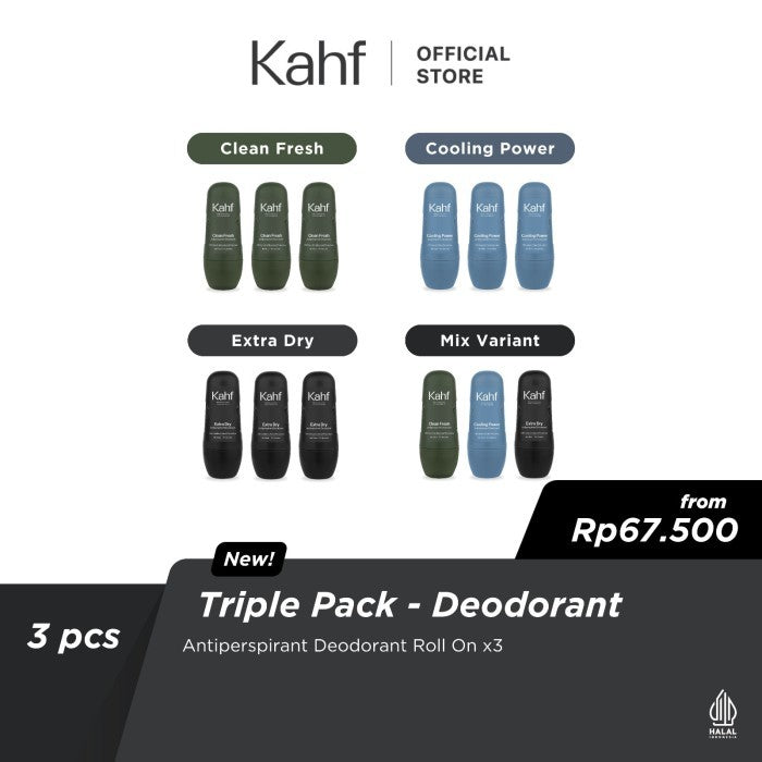 [Creator's Pick] Triple Pack Kahf Deodorant Roll On 45ml x 3