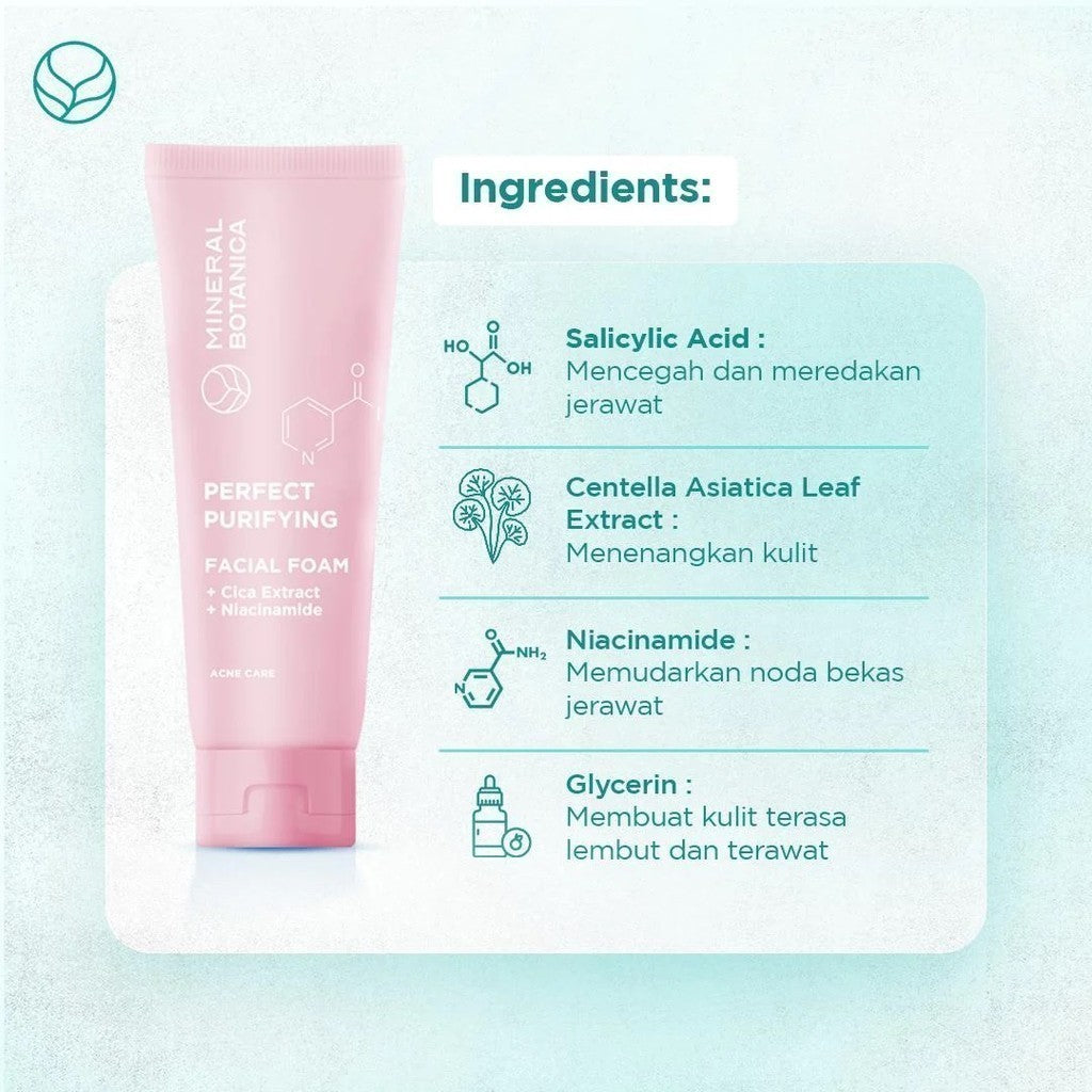 Mineral Botanica Facial Foam 100g Sabun Cuci Pembersih Wajah Perfect Purifying Pink