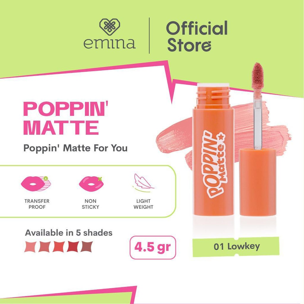 [TOP CREATOR'S PICK] Emina Poppin’ Matte 4.5 g - Lip Cream Matte Ringan, Long-lasting, Tidak Lengket