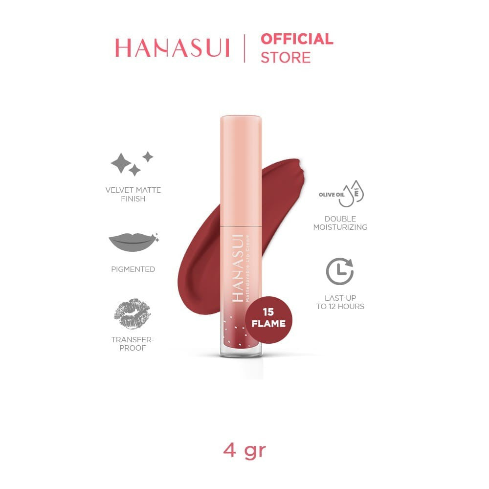 Hanasui Mattedorable Lip Cream Hanasui lipstik 16 Warna