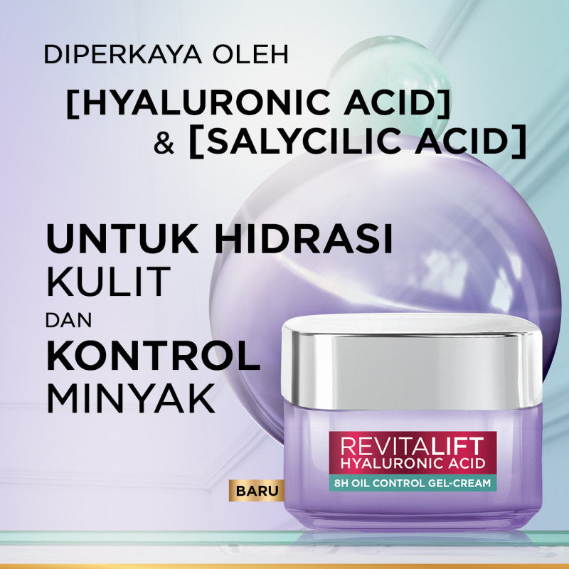 L'oreal Paris Revitalift Hyaluronic Acid 8h Oil Control Gel-Cream - Kulit Terasa Kenyal & Replumping