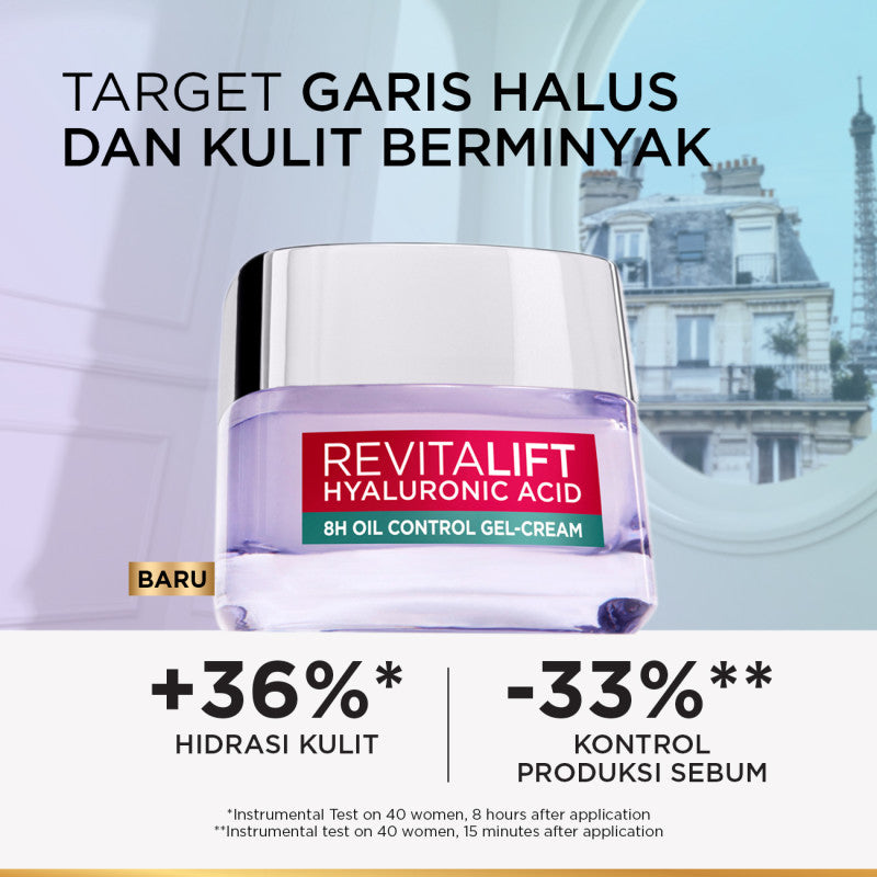 L'oreal Paris Revitalift Hyaluronic Acid 8h Oil Control Gel-Cream - Kulit Terasa Kenyal & Replumping