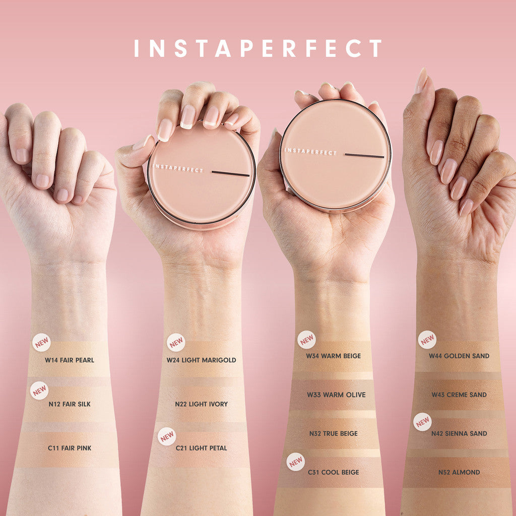 [TOP CREATOR CHOICE] Instaperfect Skincover Air Cushion SPF 50++++ 11g - Make Up Cushion Foundation Semi Matte Finish (Real Skin Buildable Coverage, Transferproof, Non Comedogenic)