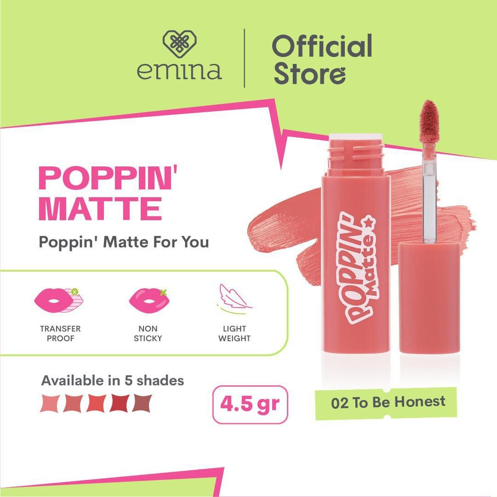 [TOP CREATOR'S PICK] Emina Poppin’ Matte 4.5 g - Lip Cream Matte Ringan, Long-lasting, Tidak Lengket
